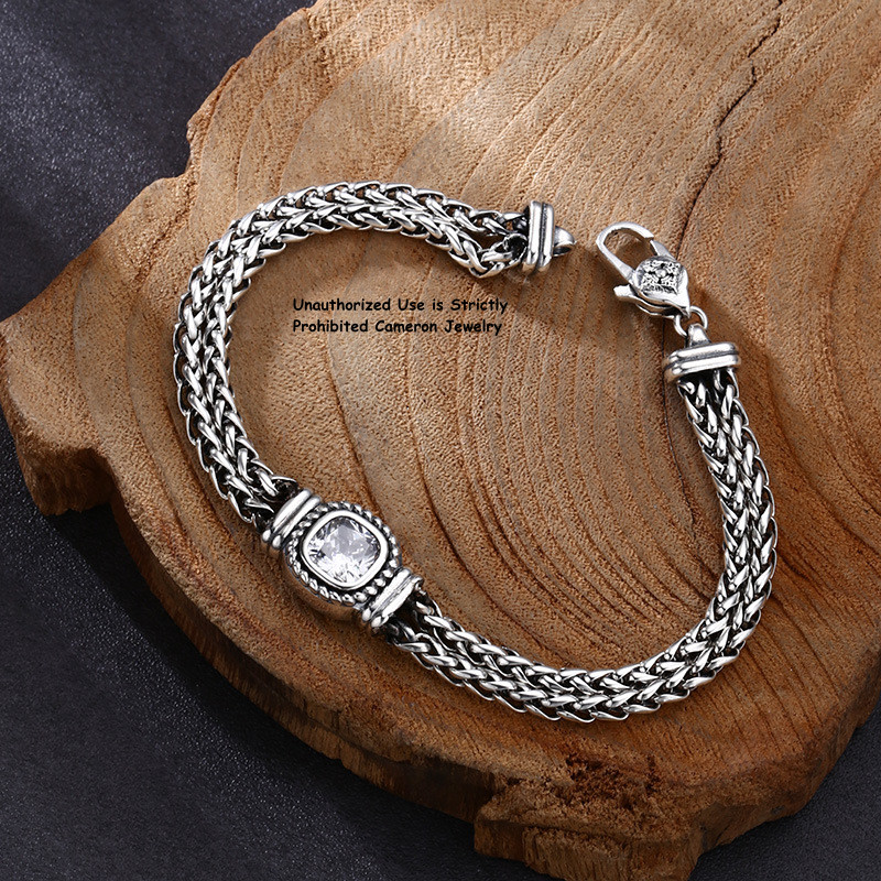 Solid S925 Sterling Silver Chain Square 5mm Wheat Link Bracelet 7.1-7.9inchL