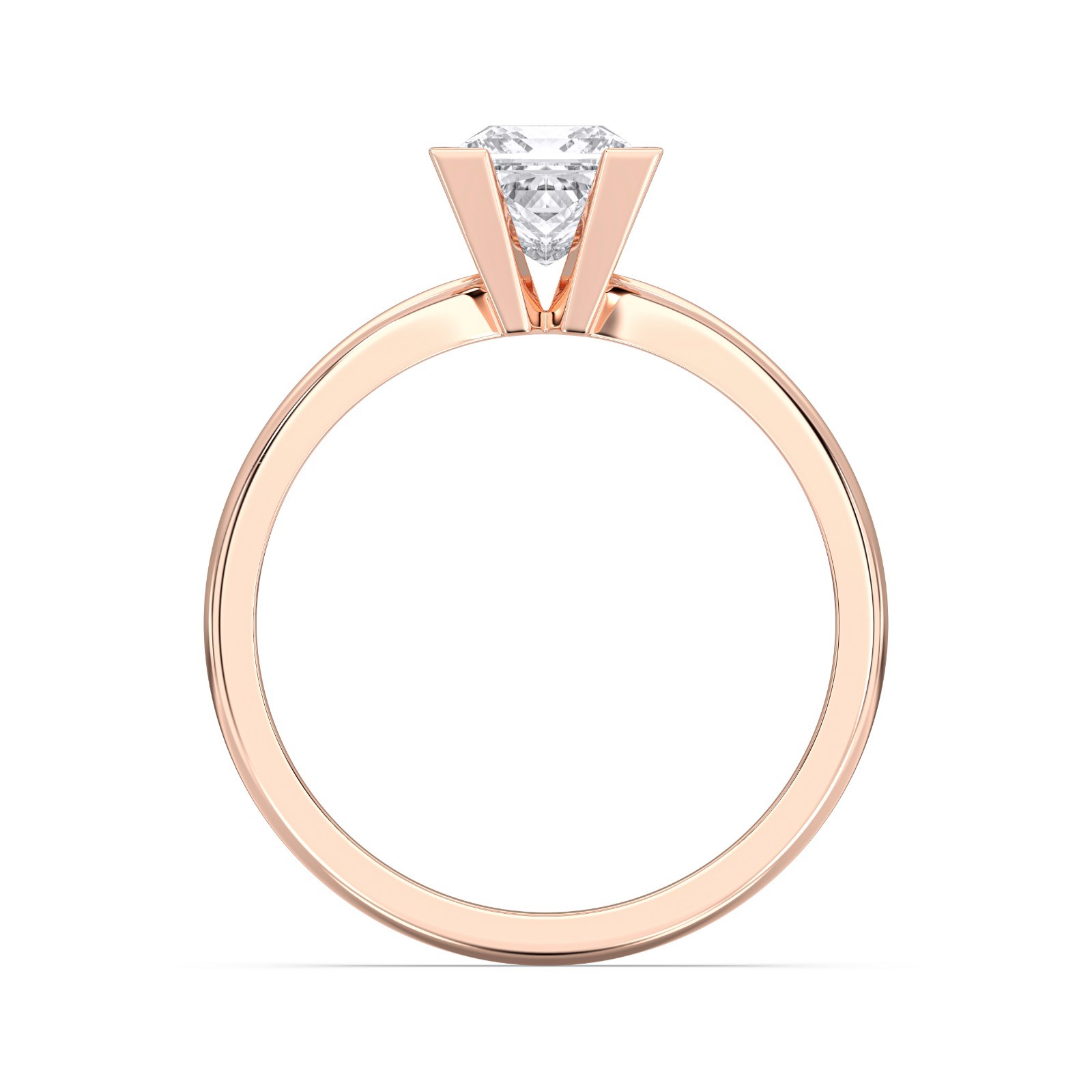 1.00Ct Princess Cut Moissanite Ring Women Half Bezel 925 Silver 10K