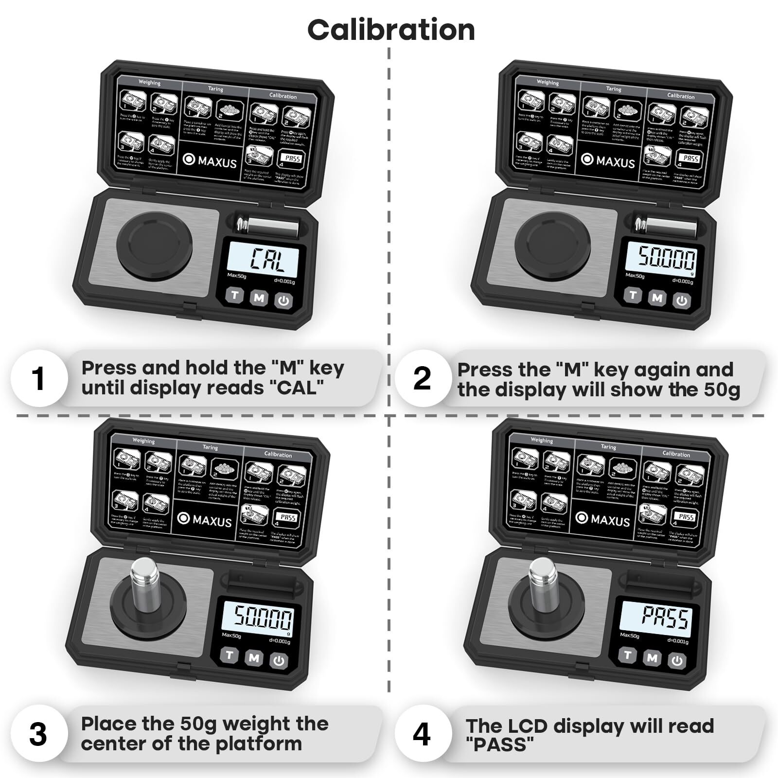 Digital Milligram Scale 50g/0.001g with Calibration Weight, Reloading Scale w…