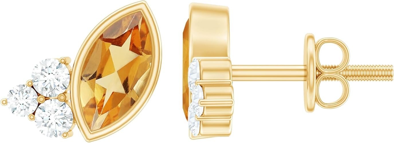 2Ct Marquise Cut Simulated Citrine Women Stud Earrings 14K Yellow Gold Plated