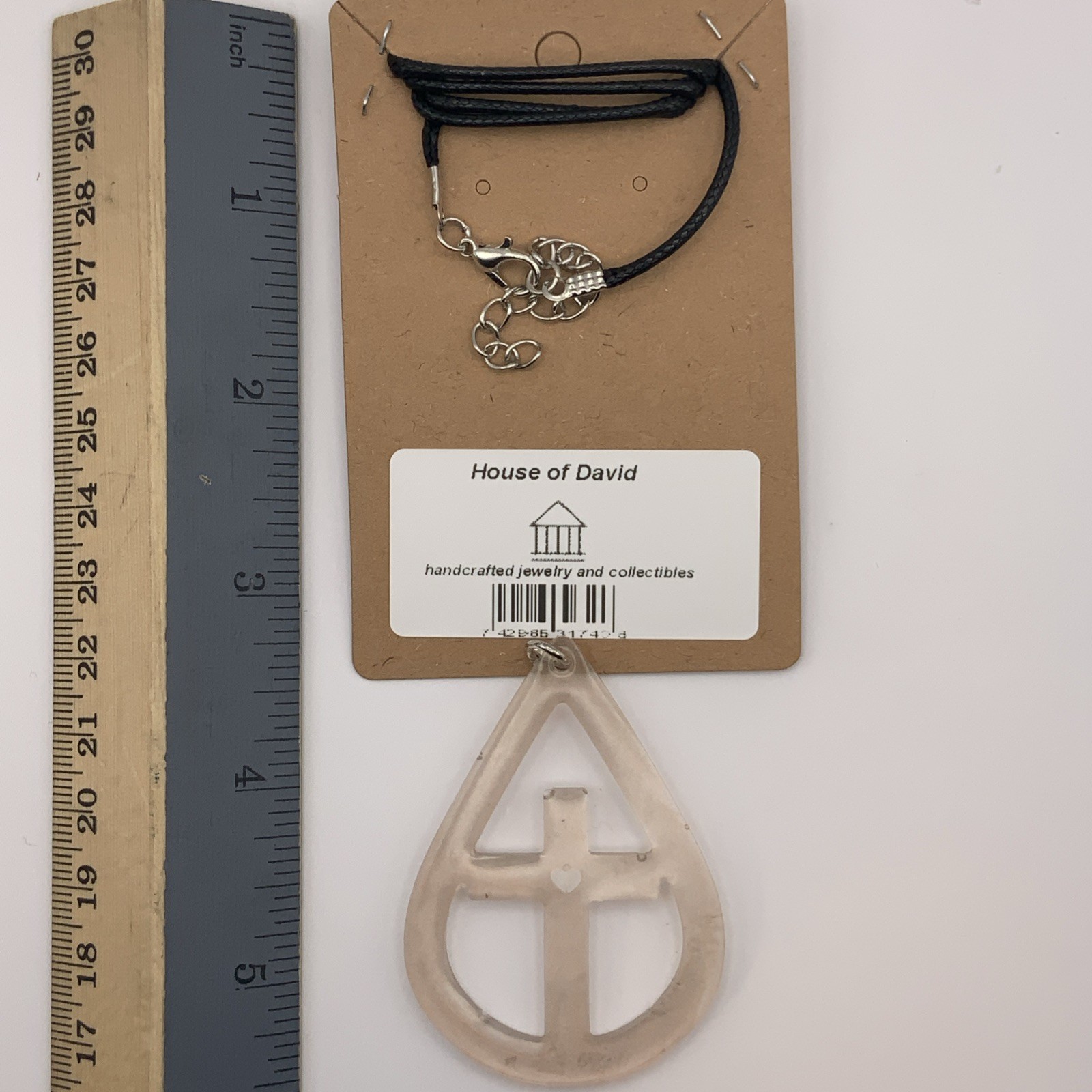 House Of David Handmade Cross Necklace Translucent Pearl