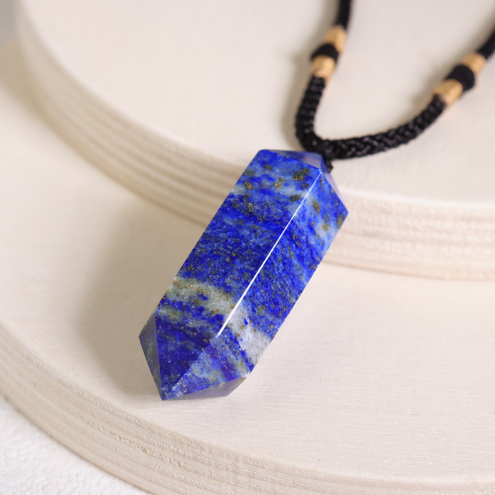 Natural Lapis Lazuli Pendant Healing Hexagonal Point Amulet Men Women Necklace