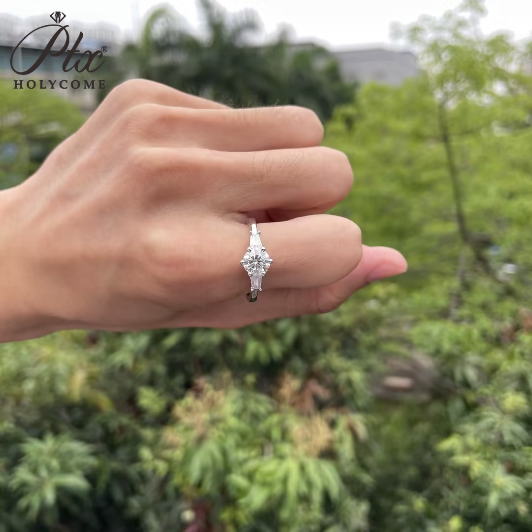 6.5mm Moissanite S925 Sterling Sliver D Color VVS1 Clarity Wedding Rings Luxury