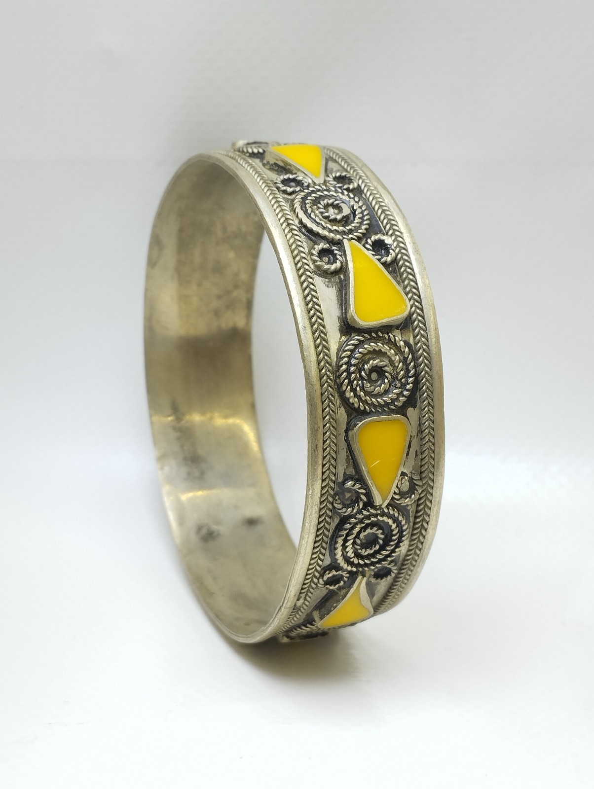 RARE ANTIQUE MOROCCAN BERBER SILVER CUFF BRACELET HANDCRAFTED TUAREG DESIGN