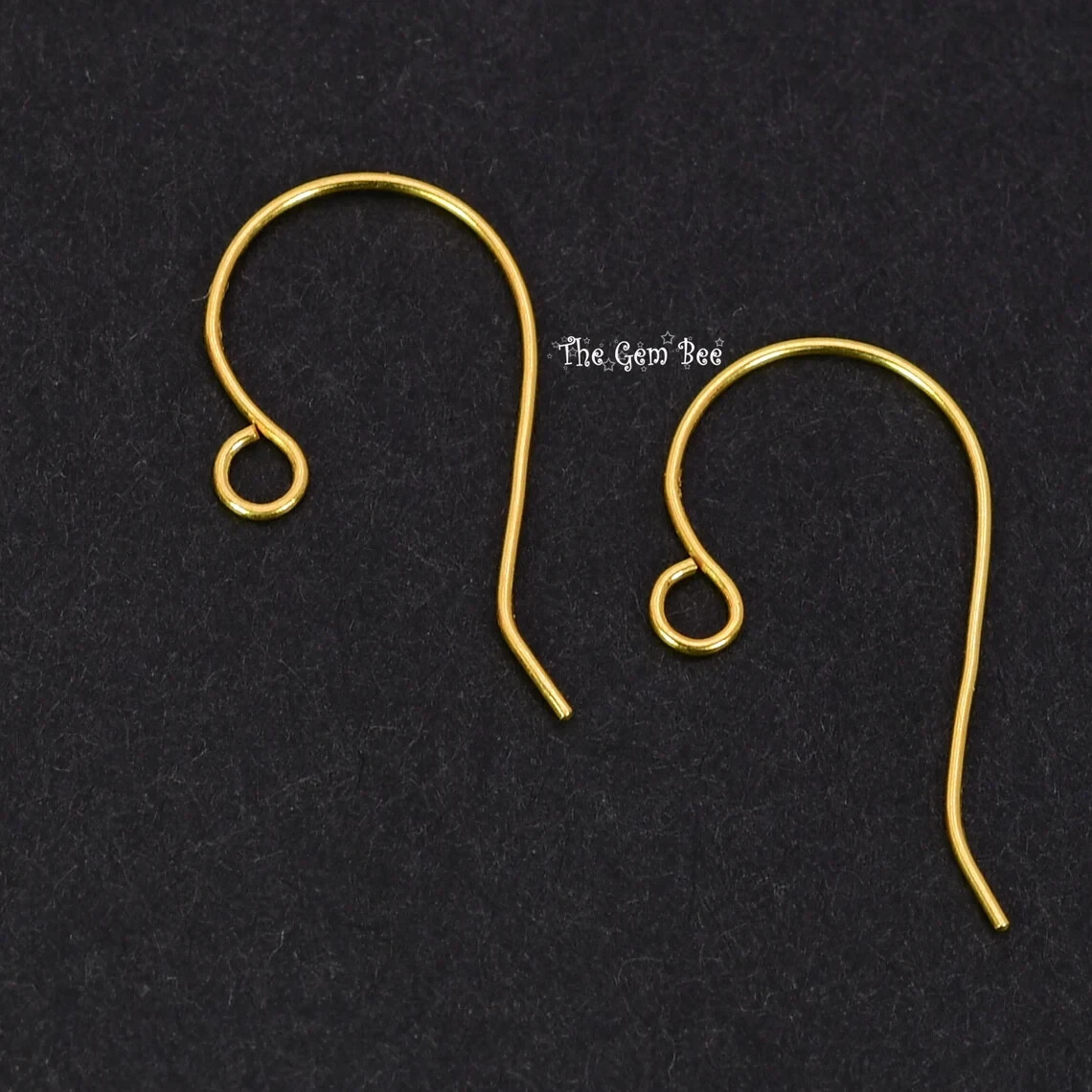 14K Solid Yellow Gold 22 Gauge French Hook Earwire with Ends 15mmx16mm PAIR