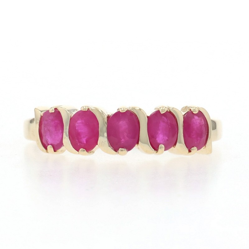 Yellow Gold Ruby Five-Stone Band – 10k Oval .79ctw Ring