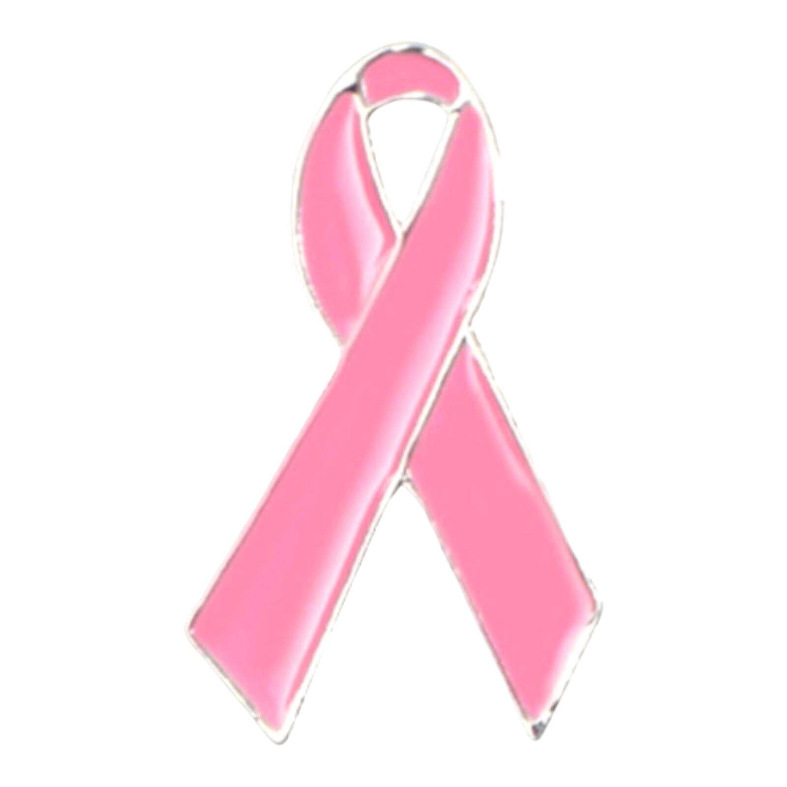 Pink Breast Cancer Awareness Hope Ribbon Silver Lapel Spot Pin Brooch 26mm