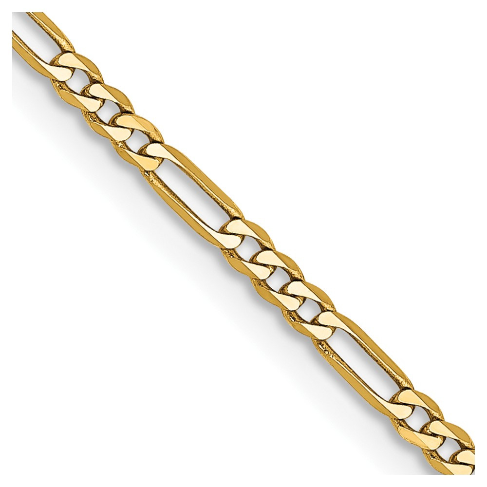14k Yellow Gold 1.80mm Flat Figaro Link Chain Necklace 18 Inch