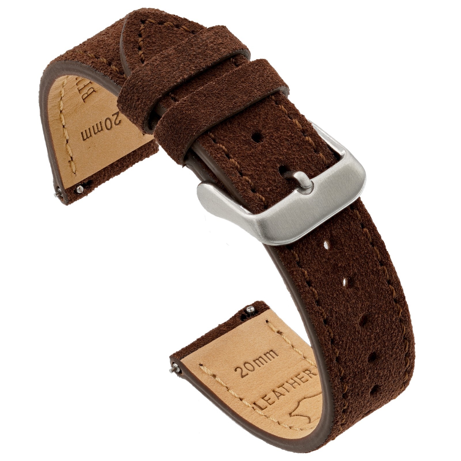Suede Quick Release Watch Band – Dark Brown – 18, 20 or 22mm
