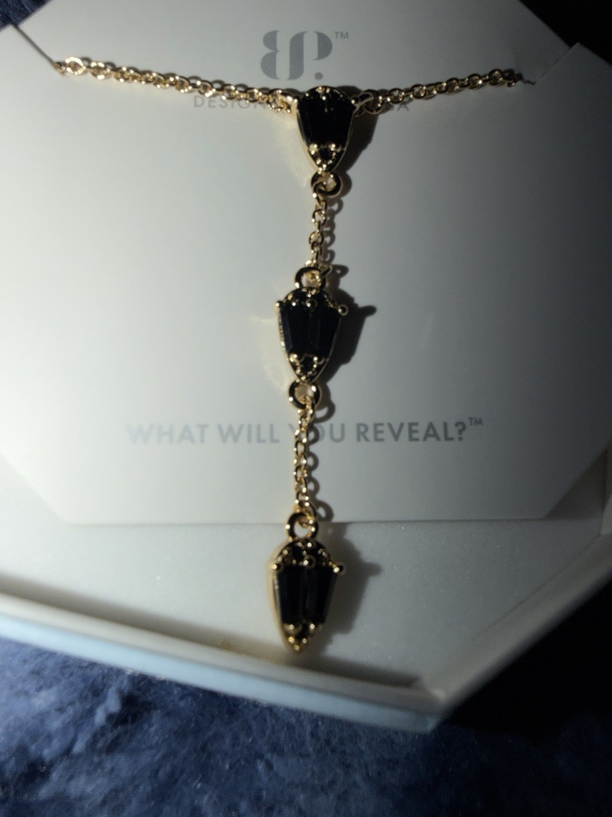Bomb Party NK92712 “The Reese Necklace” Black Onyx on Yellow Gold Plating