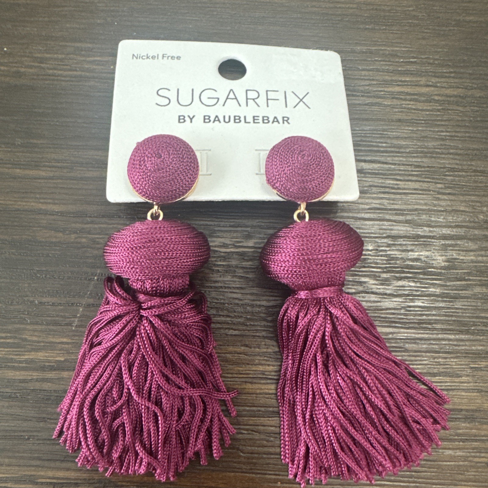NEW Sugarfix Baublebar Maroon/Plum Tassle Earrings.
