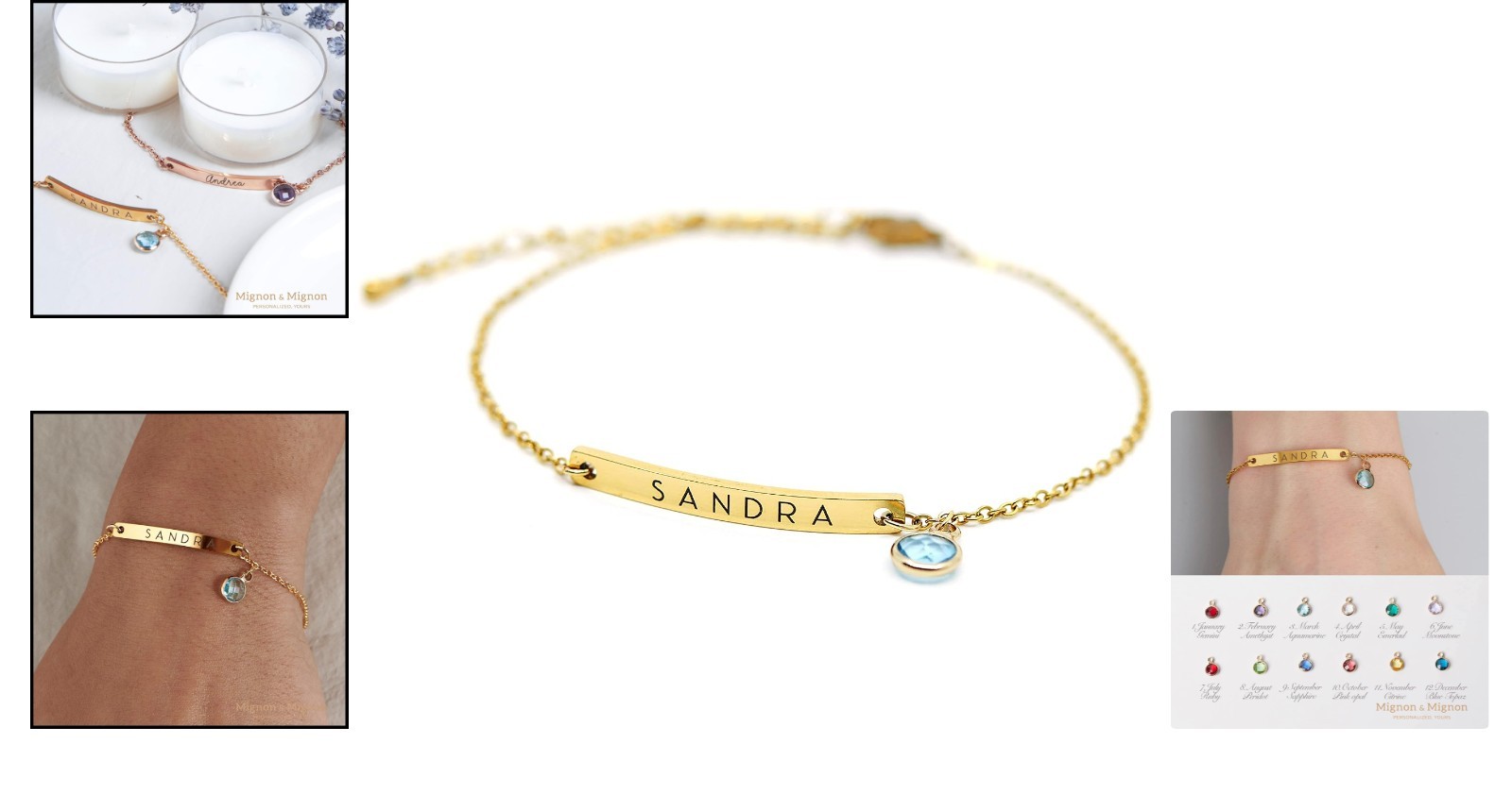 Elegant Custom Name Bracelet with Birthstone Charm – Meaningful Gift for Her