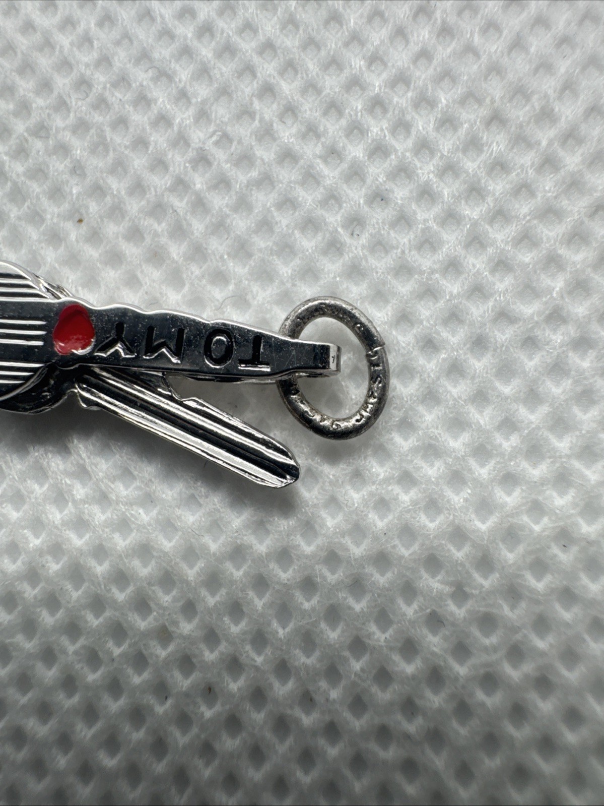 Sterling Silver 925 “Key To My Heart” Enamel Charm Moveable Hinge Vintage C13