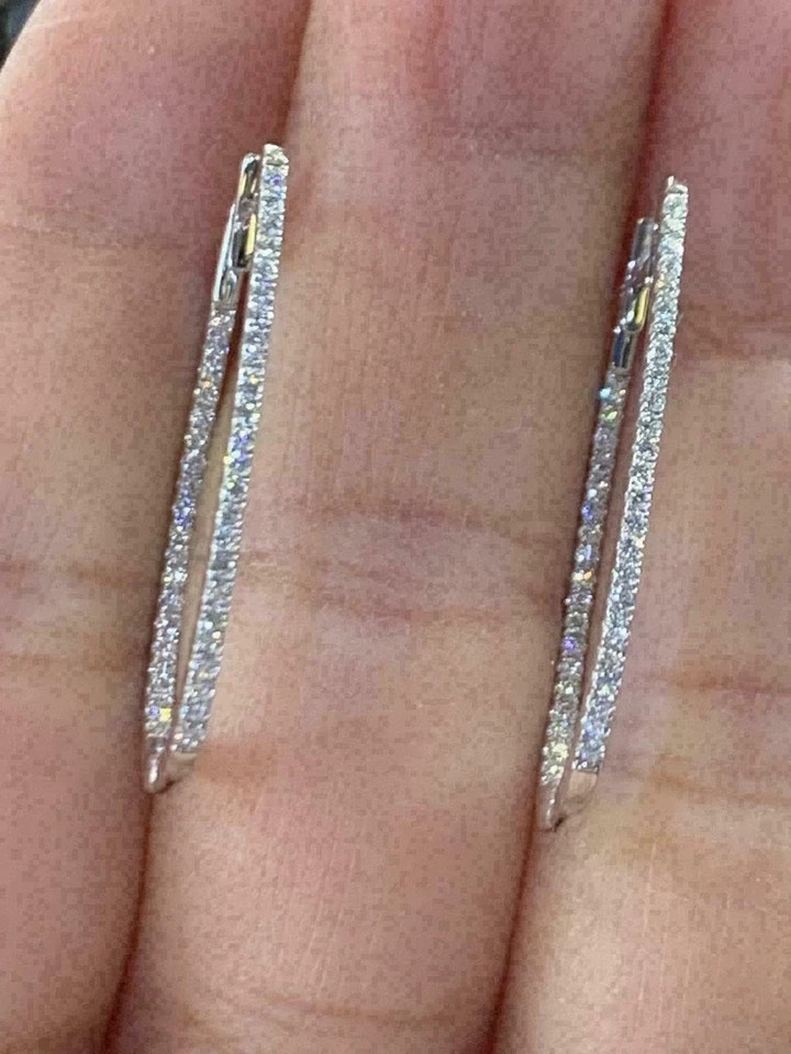2.80Ct Round Cut Diamond Lab-Created Women’s Hoop Earrings 14K White Gold Plated
