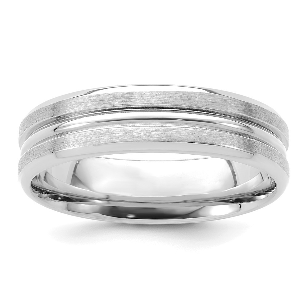 14k White Gold 6mm Lightweight Satin with Center Groove Wedding Band Ring Sz 11