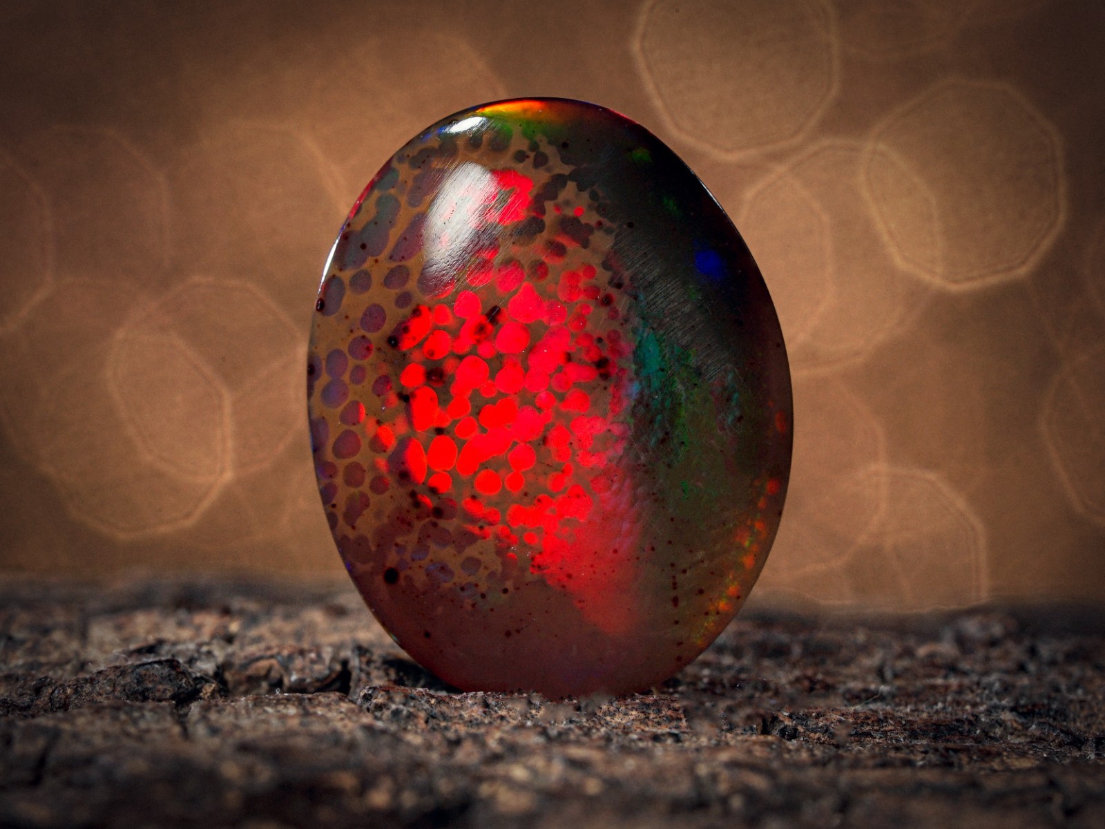 3.95 Ct Ethiopian Black Opal Oval Cabochon Honeycomb Fire Welo 14x11x4 mm