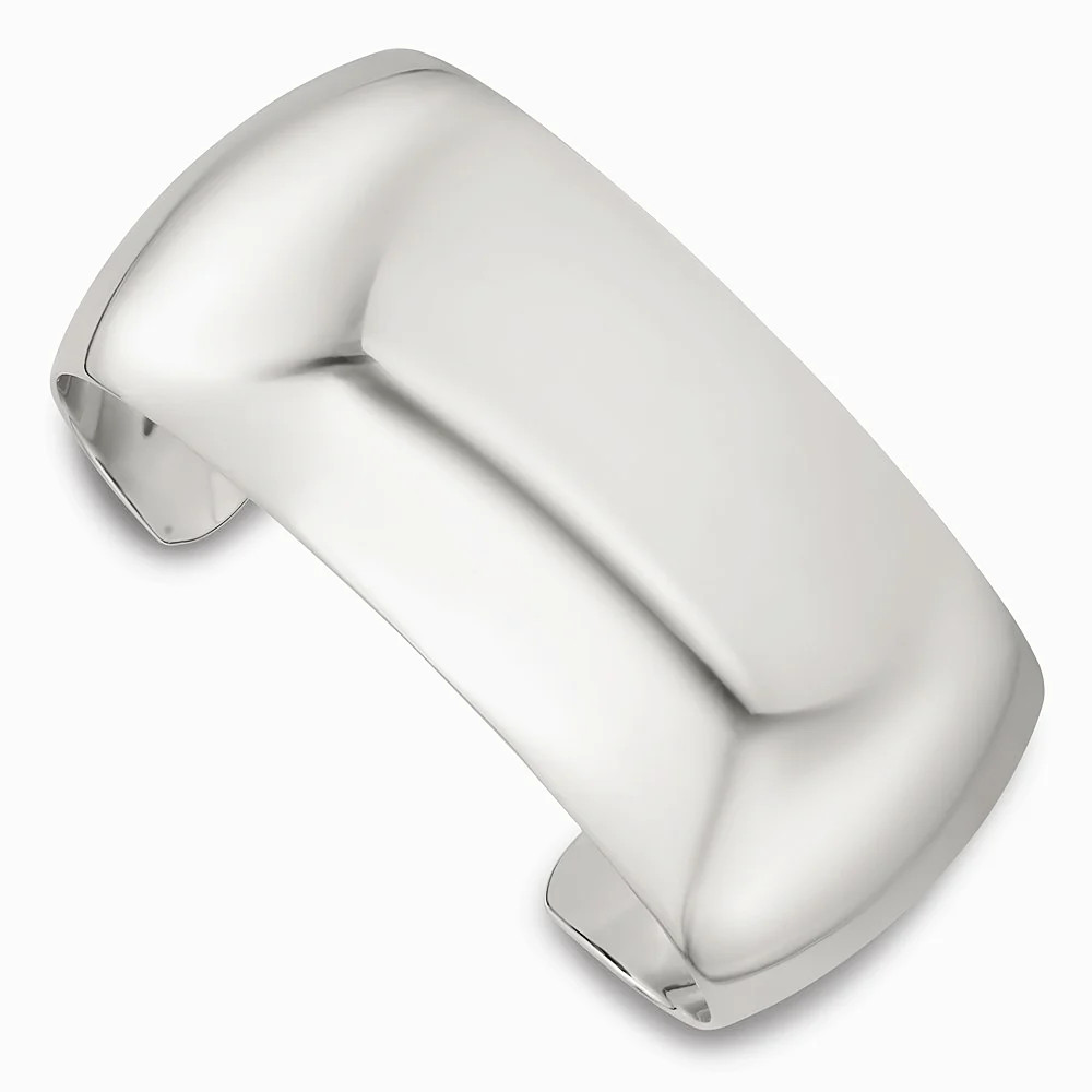 Sterling Silver Polished 30mm Domed Cuff Bangle
