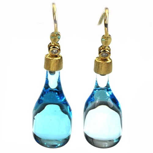 De Buman 31.67ctw Topaz & Diamond Solid 18K Yellow Gold Earrings