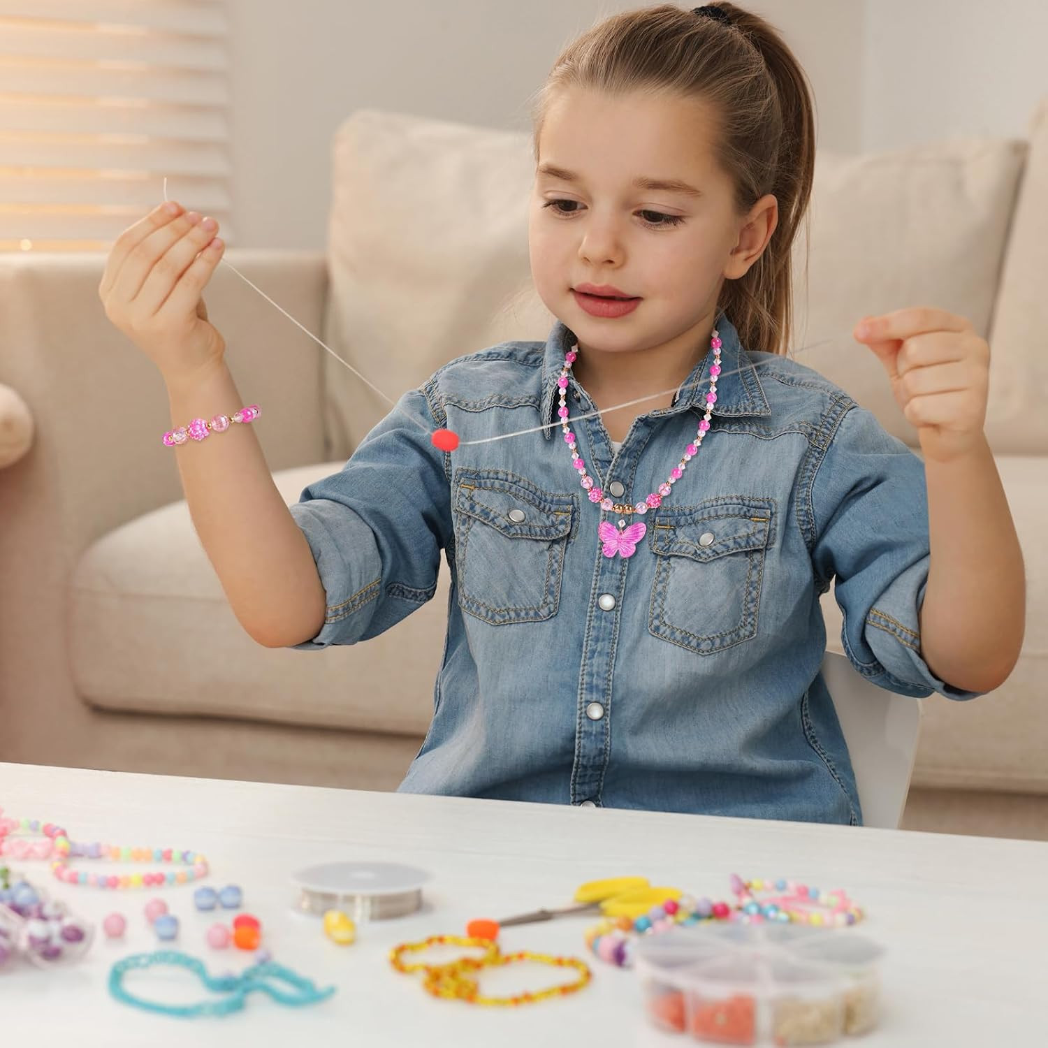 3 Sets Princess Jewelry for Little Girls, Handmade Butterfly Kids Jewelry Set, S