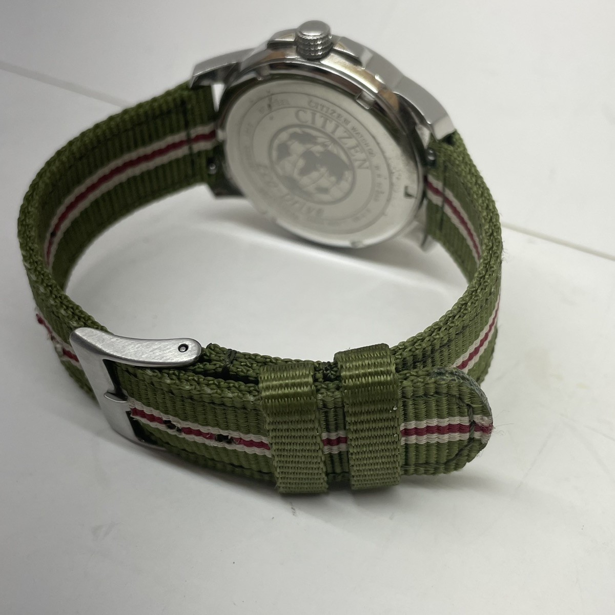 CITIZEN ECO-DRIVE WR100 DAY DATE FIELD WATCH NATO STRAP BLACK DIAL (CMP124188)