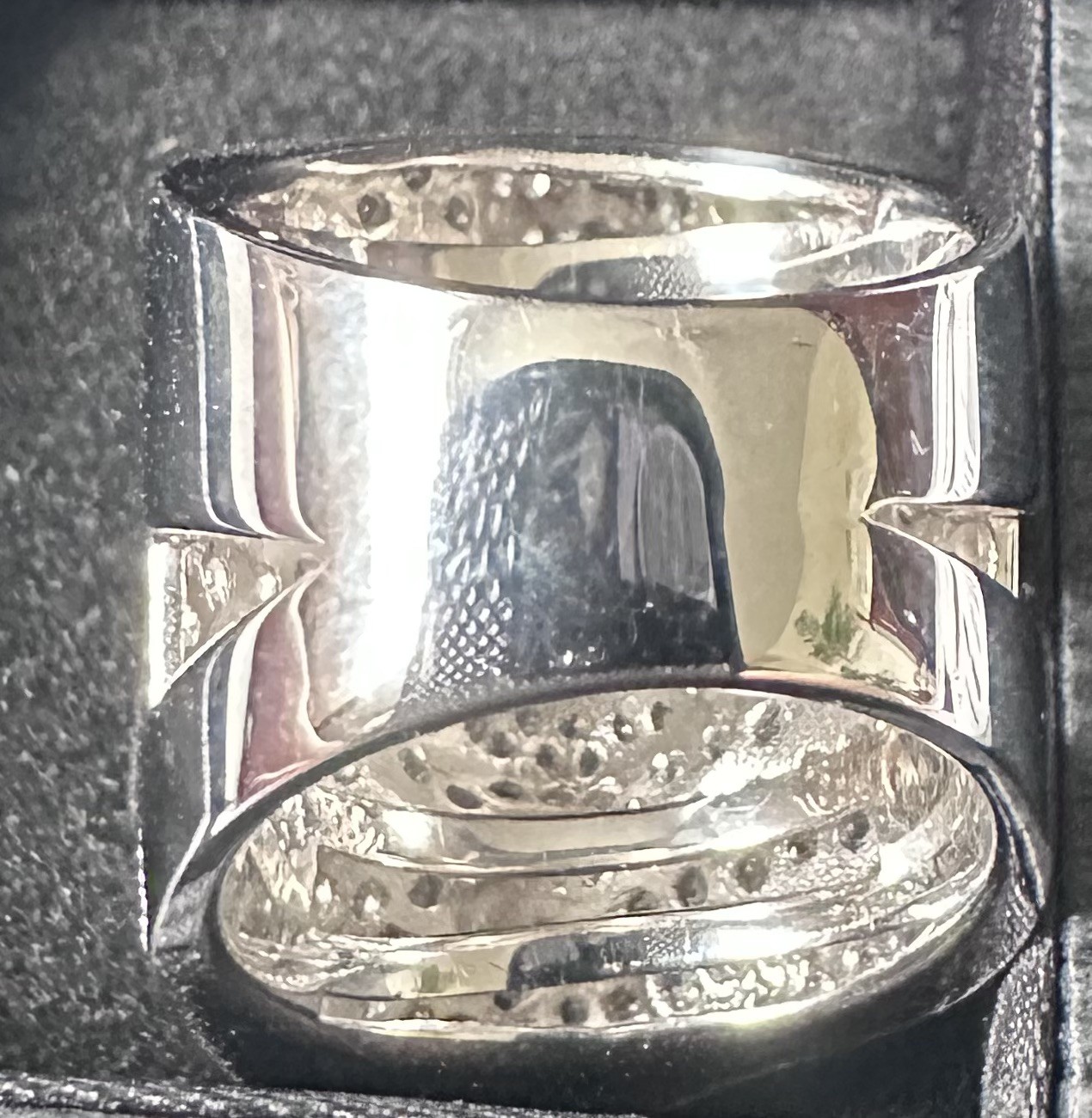 SONIA BITTON SIMULATED DIAMOND FACE RING ~ STERLING SILVER RING