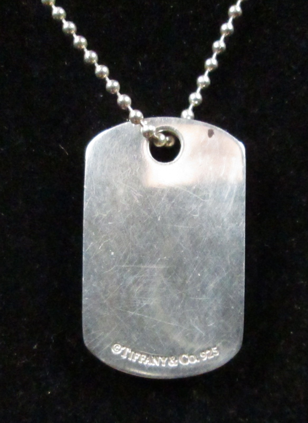 AUTHENTIC Tiffany & Co. ID Tag Pendant, 18 In Necklace & Pouch, RETIRED, 22.5 g