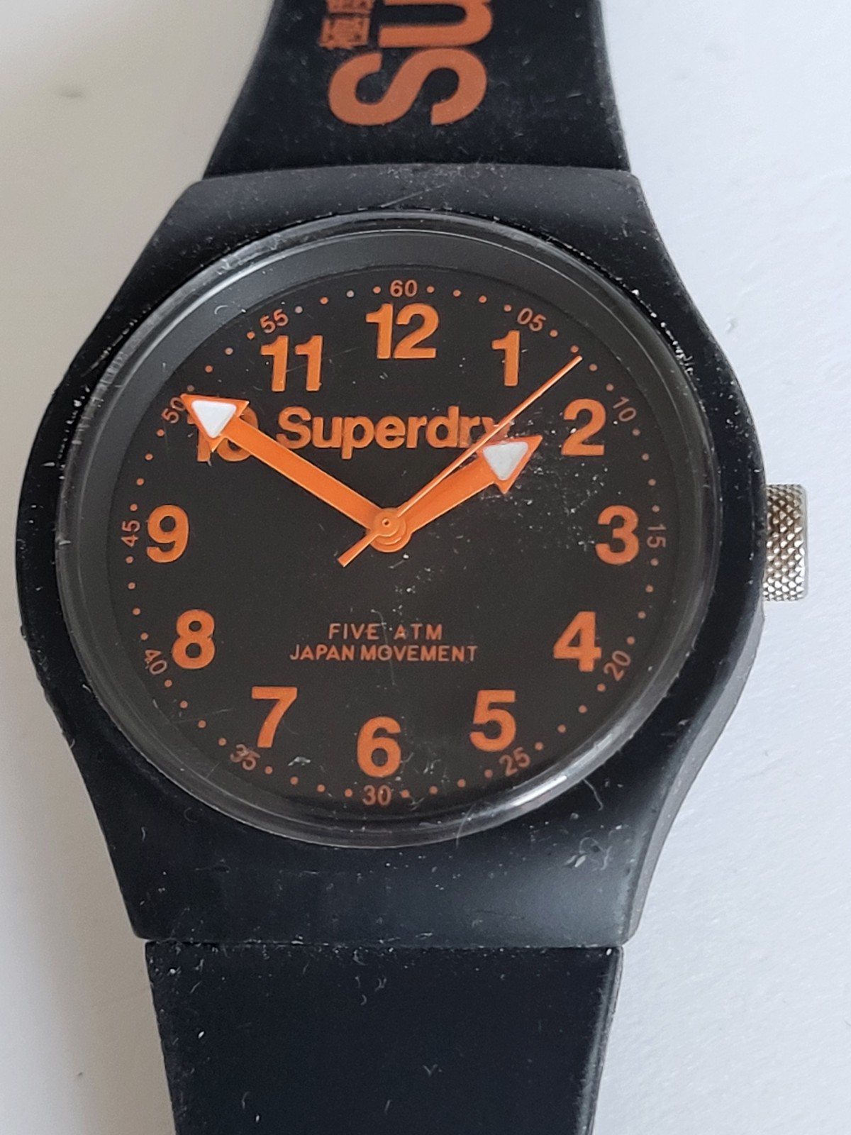 Superdry Urban Men’s Sports Watch Black & Orange Silicone Strap SYG164B