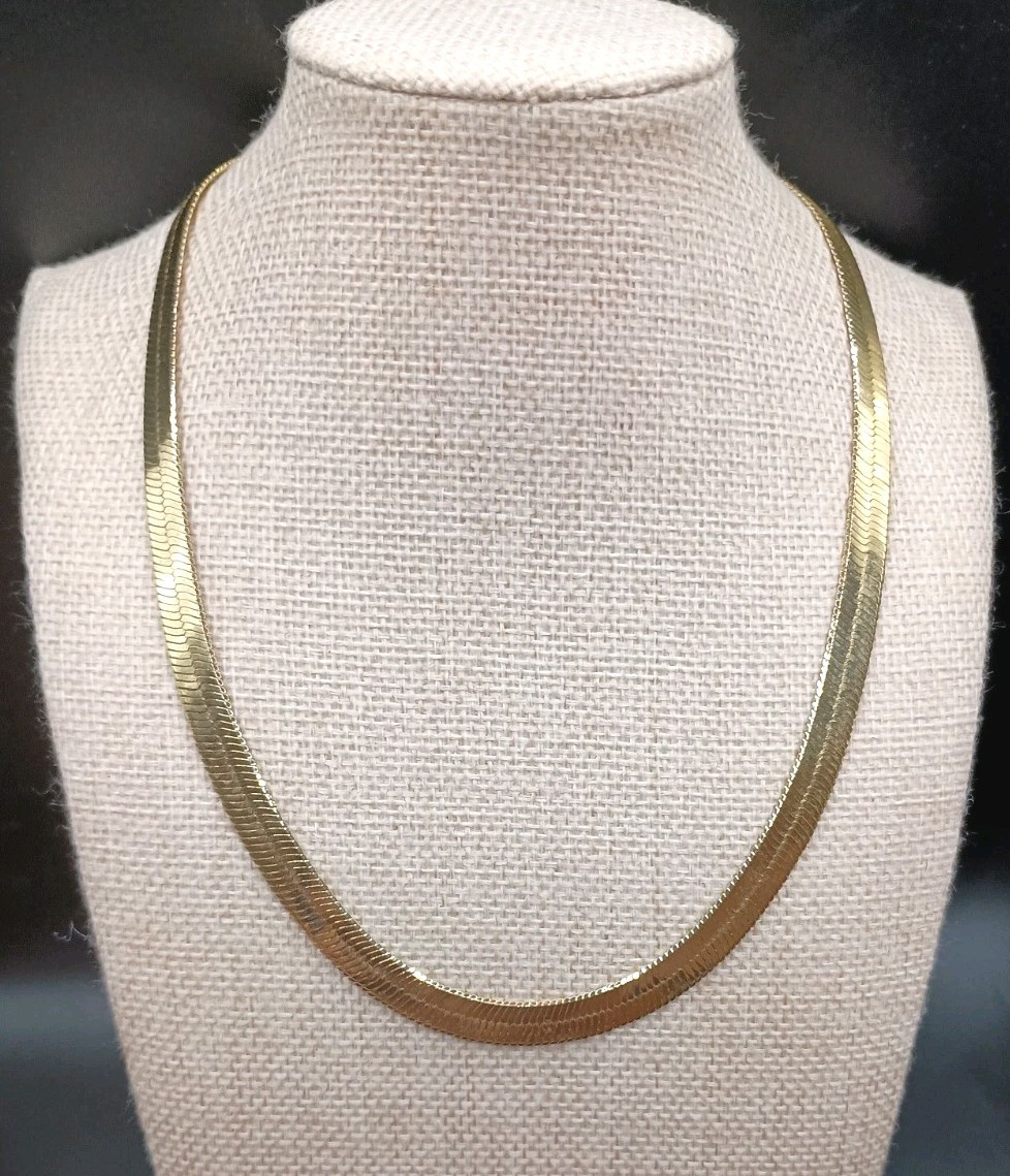 Gold Plated Herringbone Snake Chain 17″ Wide Flat