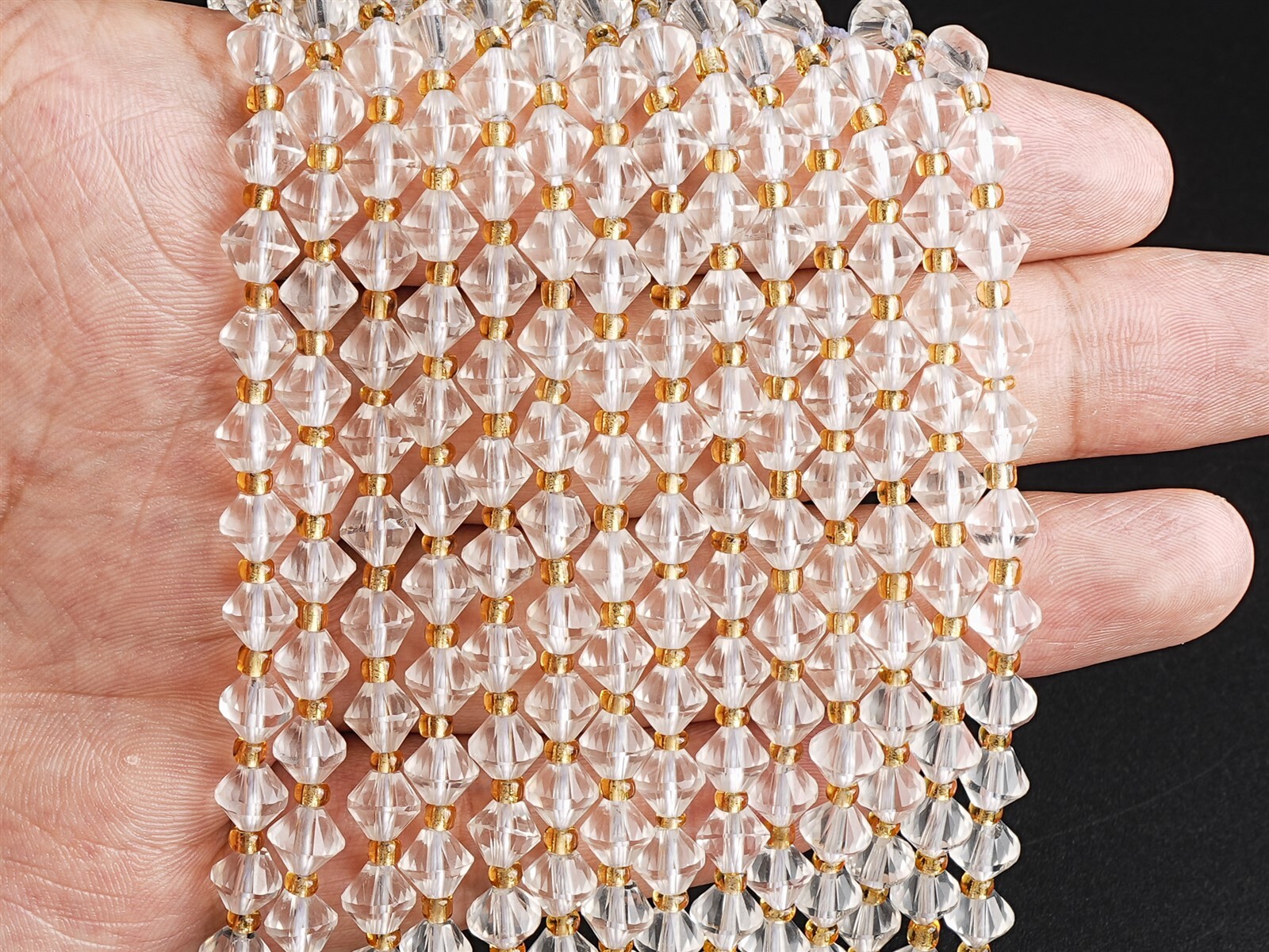 6MM Natural Transparent white Crystal Quartz Beads AA Bicone Faceted Loose Beads