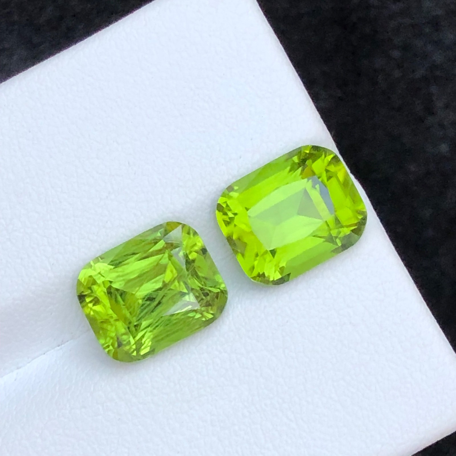 10.35 carat Natural Green Peridot pair with Cushion cut origin from Pakistan