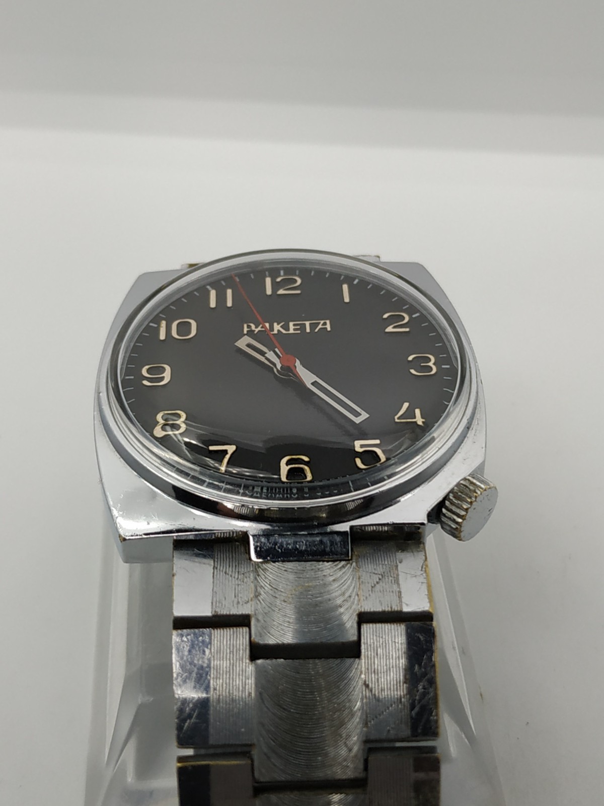 Men’s Dress Vintage USSR Watch RAKETA Mechanical 2609.HA Retro Soviet Black Dial