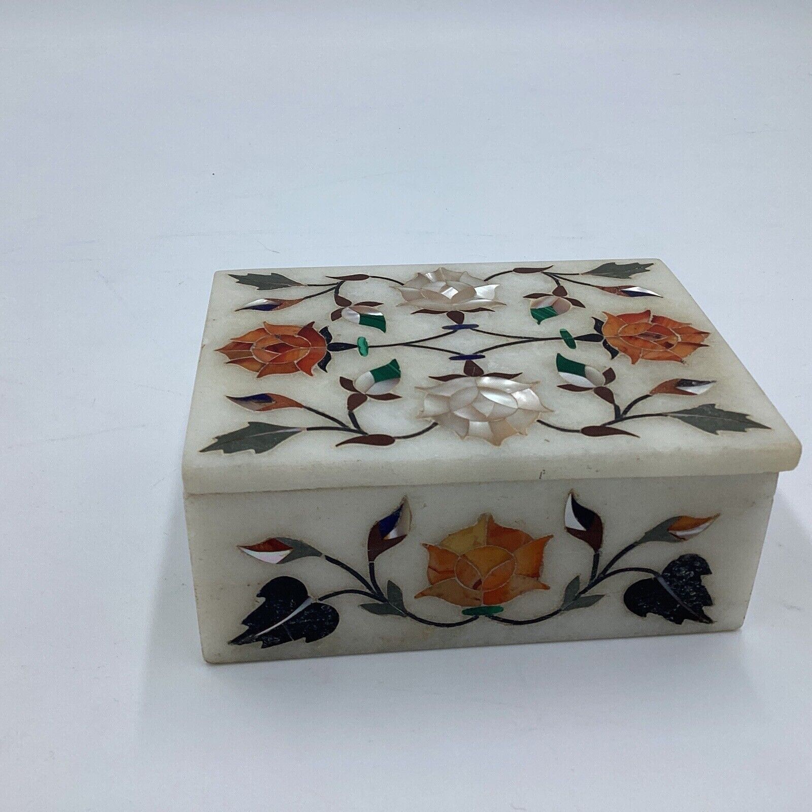 Marble Inlay Art Trinket Jewelry Box Semi-Precious Stone Cyber Monday Gifts