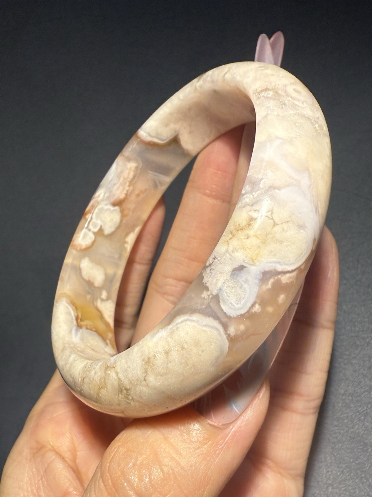 58.3mm Madagascar Sakura Agate Cherry Blossom Bangle/Flowers Blossom