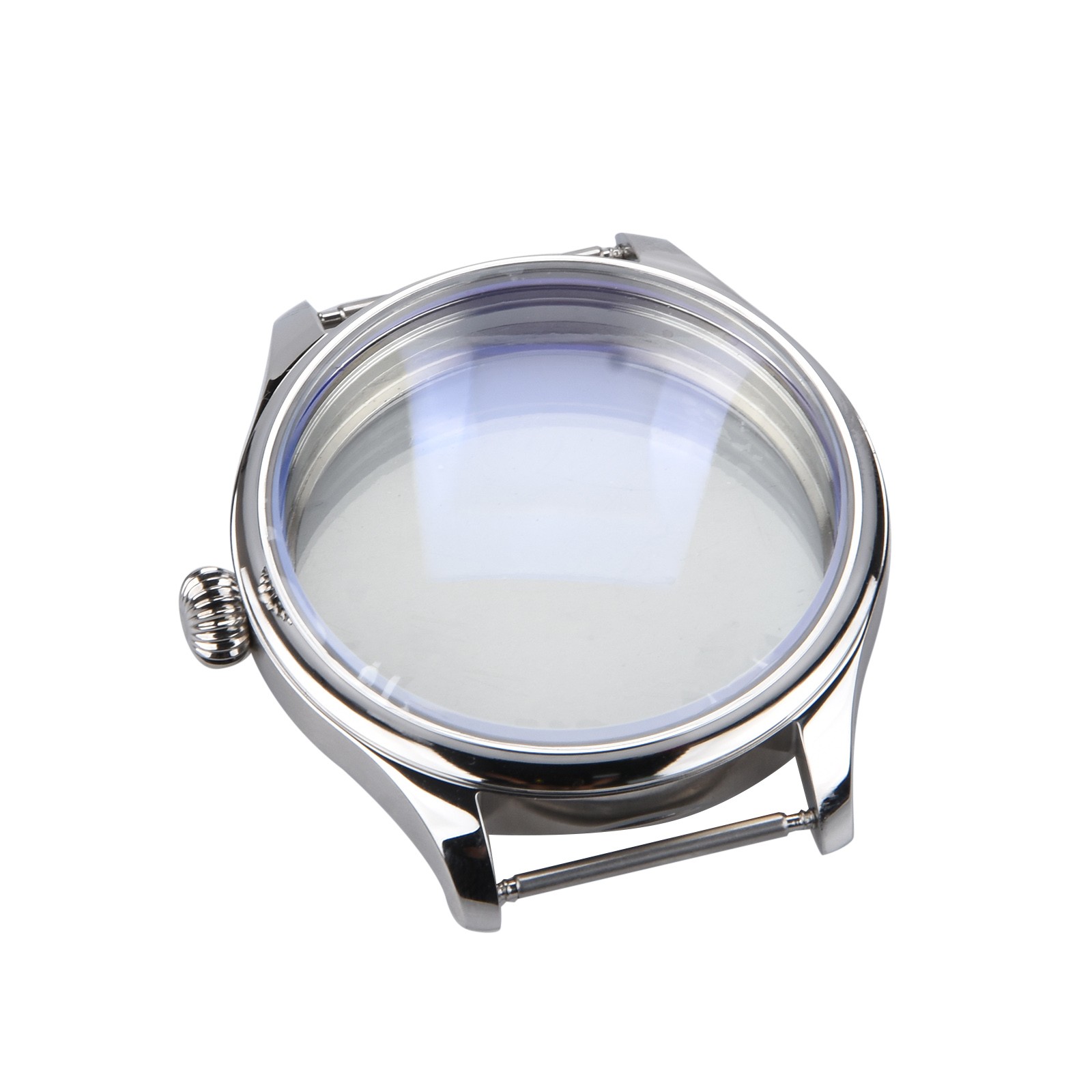 Silver 44mm Stainless Steel Watch Case For ETA6497/6498 Movement Replacement cc