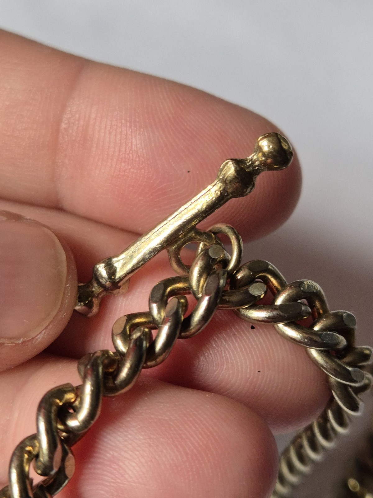 Vintage 80s Gold Tone Pocket Watch Chain Signed 777