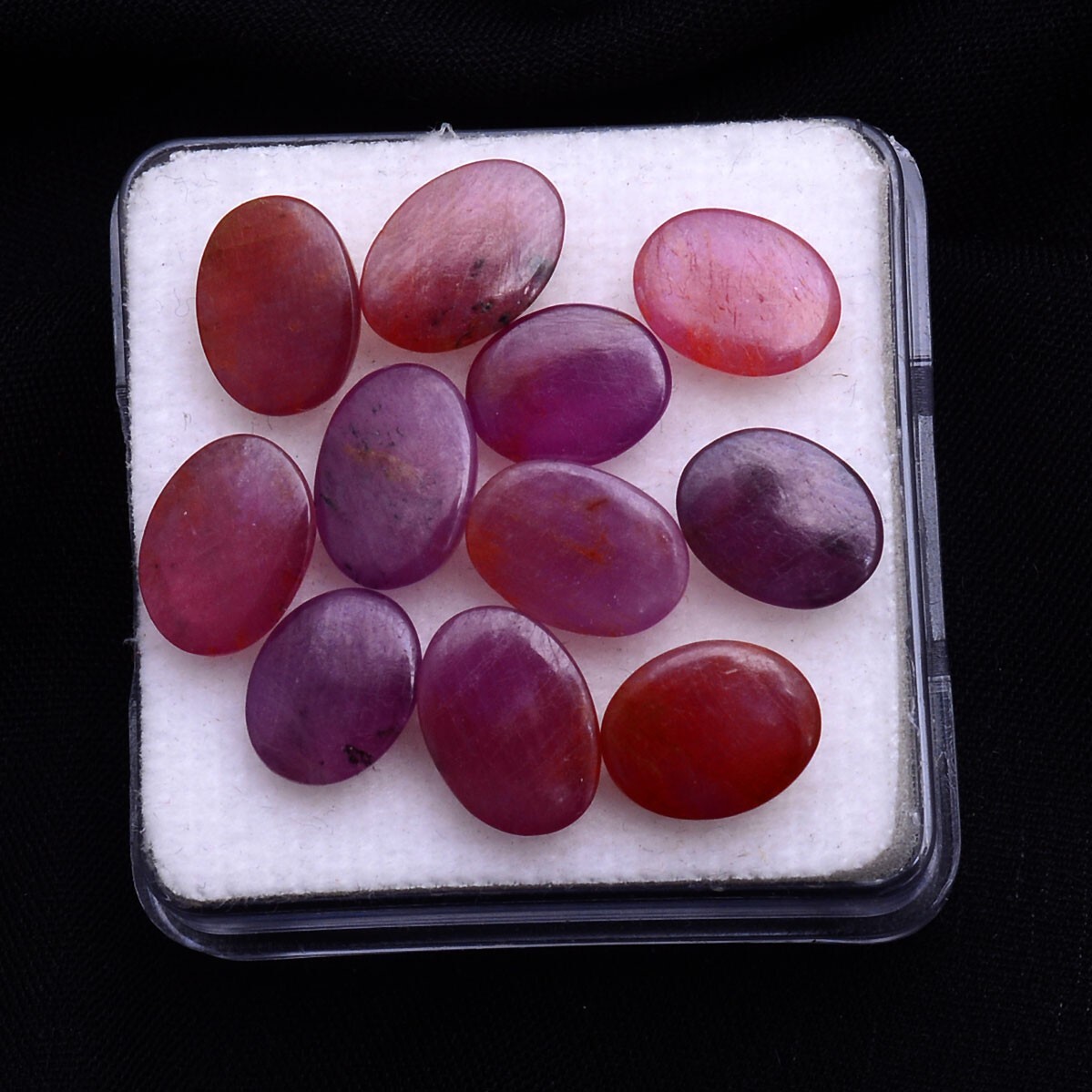 11 Pcs Natural Ruby 9.05mm-10.21mm Oval Cabochon Untreated Red Loose Gemstones
