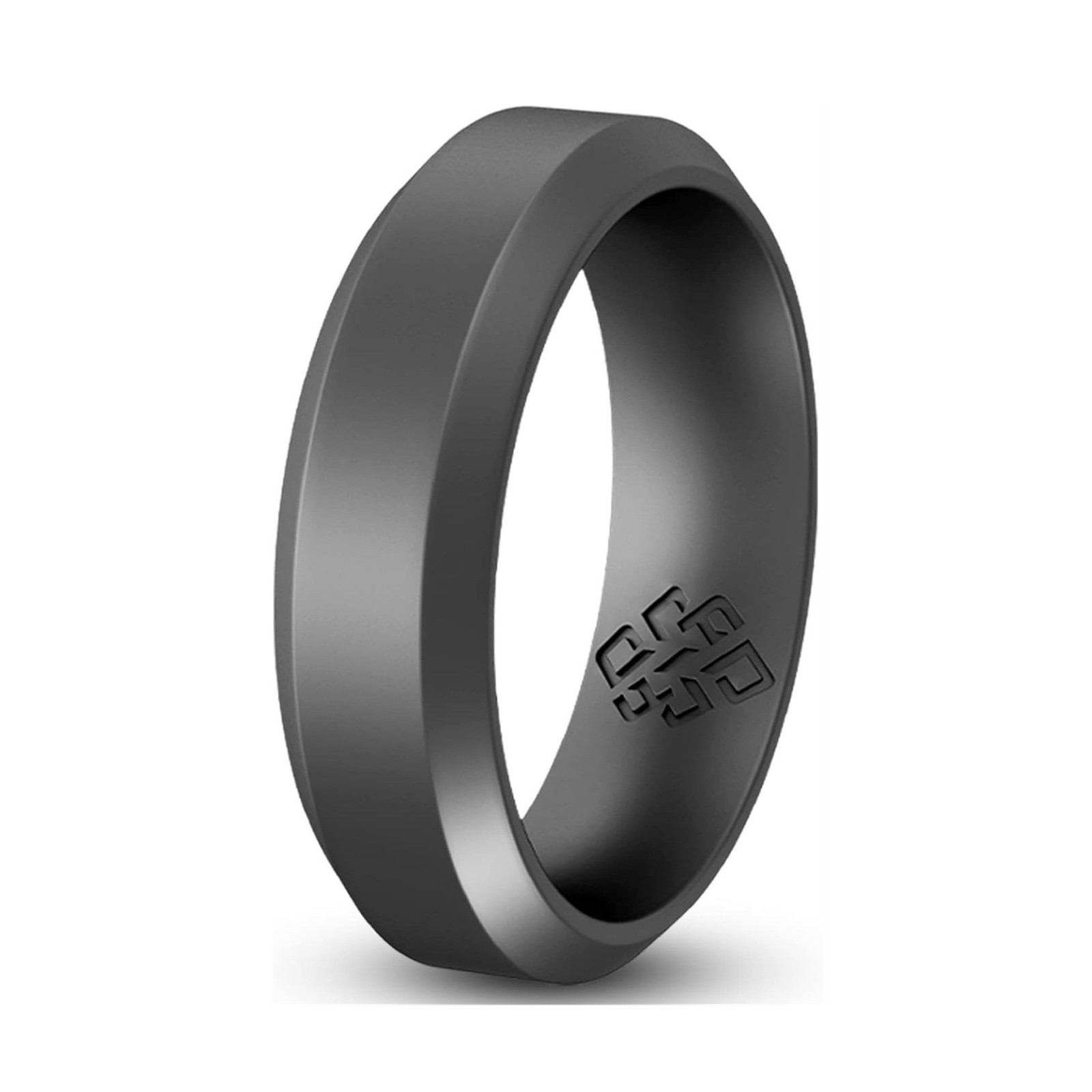 Knot Theory Comfort Fit Silicone Band Ring Dark Silver 6mm Size 15 Lightweight