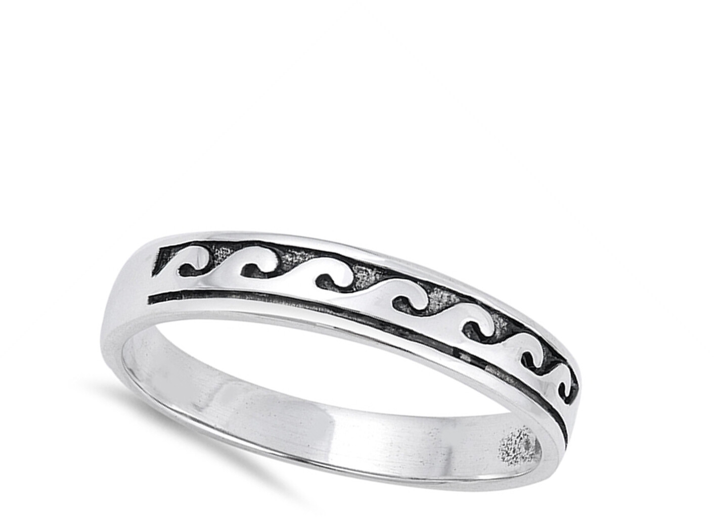 Oxidized Wave Fashion Wedding Ring New .925 Sterling Silver Band Sizes 4-10