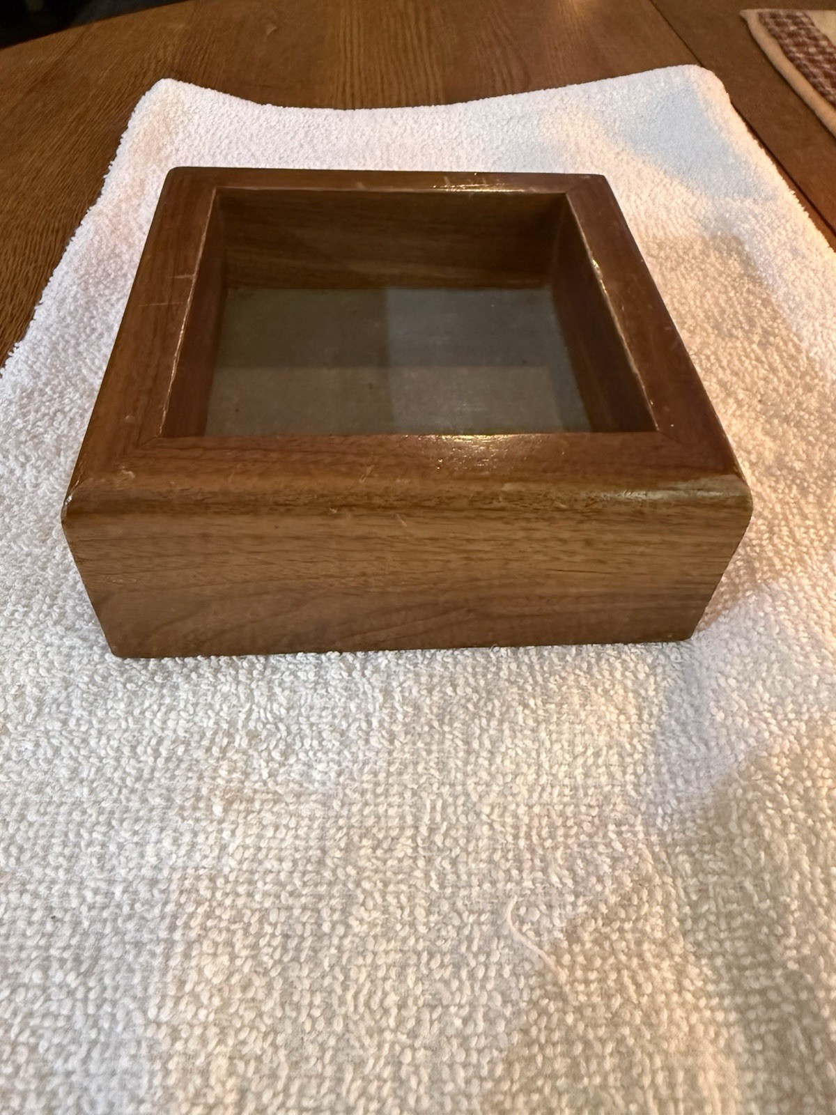 Vintage Walnut Trick Jewelry Box w/ Secret Slide Compartment & Hidden Mirror Old