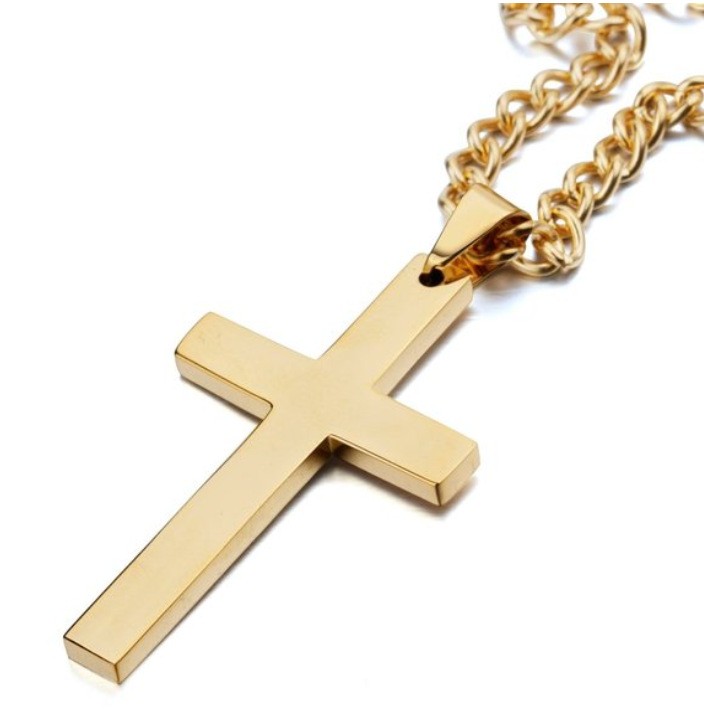 60Cm Cuban Chain With Cross, Mirror Polished, Men’s And Women’s Jewelry
