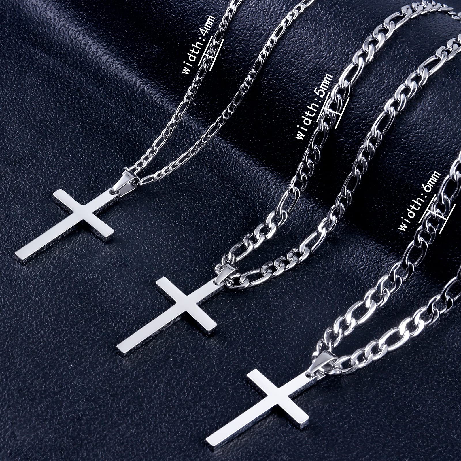 Crucifijo Cadenas De Oro Cubana Para Hombre Collar Plata Acero Inoxidable Men
