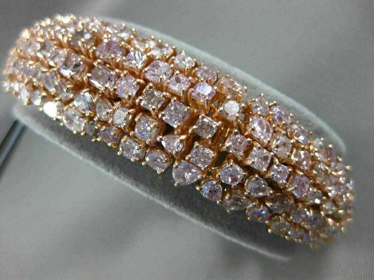ESTATE LARGE 24.90CT PINK DIAMOND 18KT ROSE GOLD 3D MULTI ROW TENNIS BRACELET