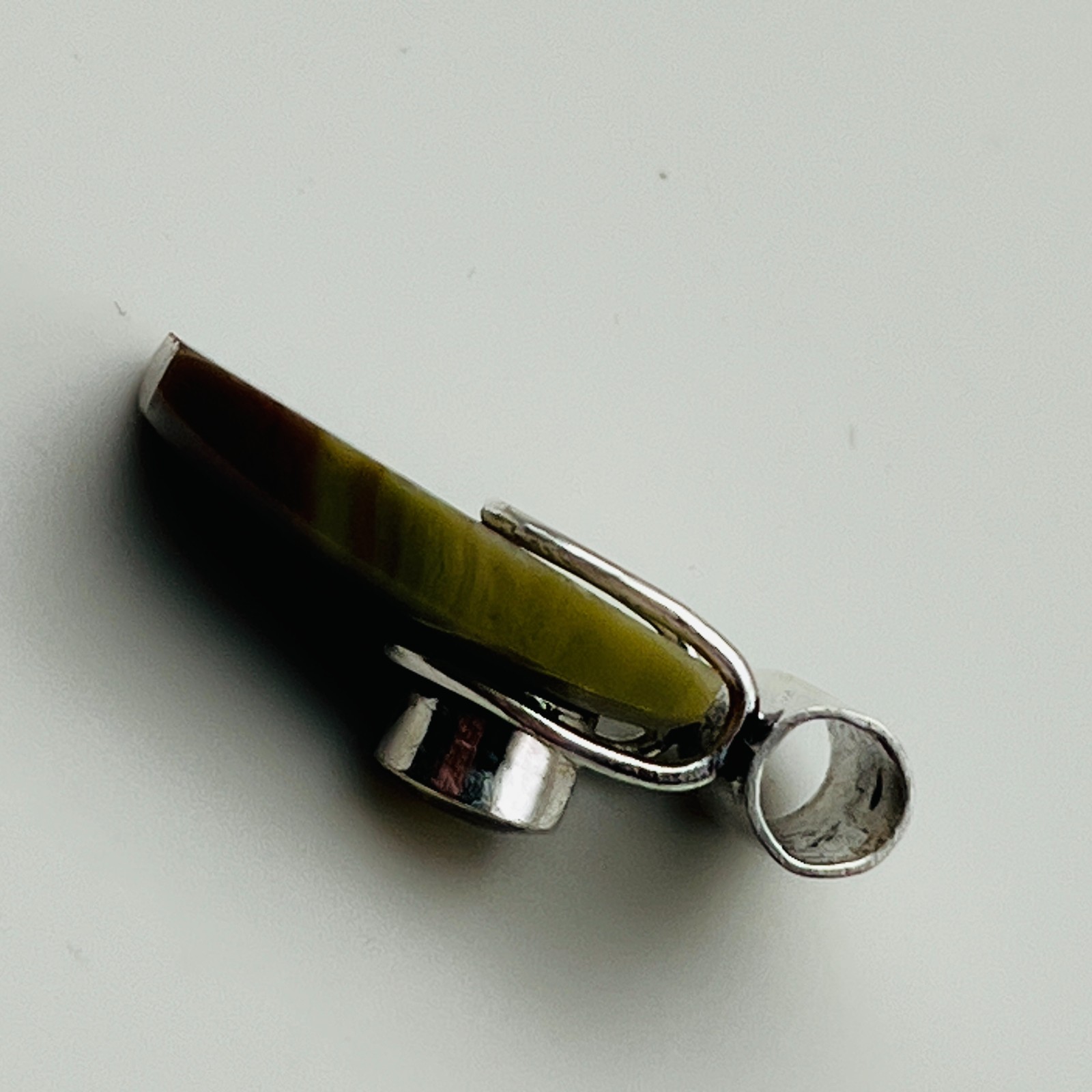 Artisan Pendant Rectangle Stone Yellow Accent Silver Tone Modern Statement