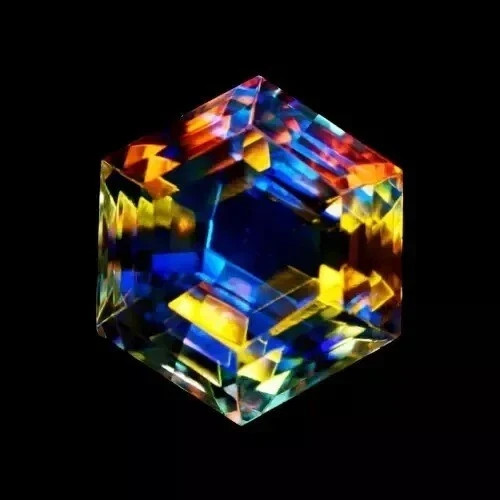 103 Ct Natural Mystic Topaz Rainbow Color Hexagon Certified Loose Gemstone
