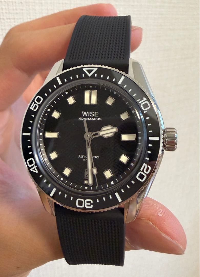 WISE ADAMASCUS AD810A Black Dial Watch FKM & Leather Straps From Japan