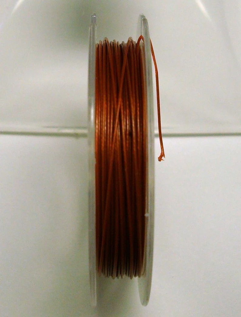 Beading wire Tiger Tail 32′ Rust Red wire .015″ .38mm 28 ga TT104