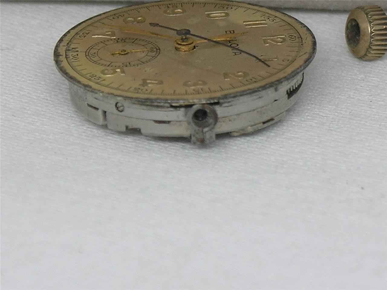 RARE MENS BULOVA 10AH CHRONOGRAPH WRIST WATCH MOVEMENT / DIAL / STEM / CROWN