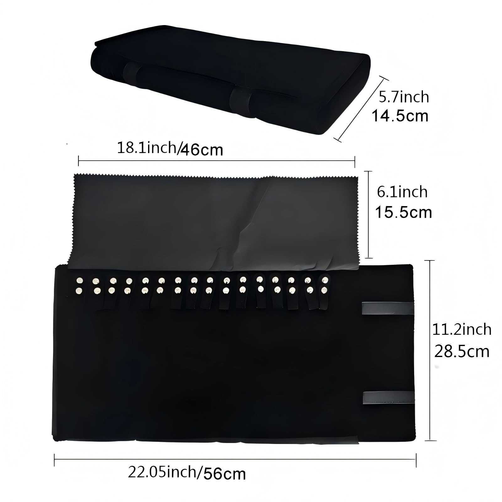 SCIKHEFT Velet Travel Jewelry Case Roll Bag 11.5″ x 22″ x 0.2″, Black Velvet