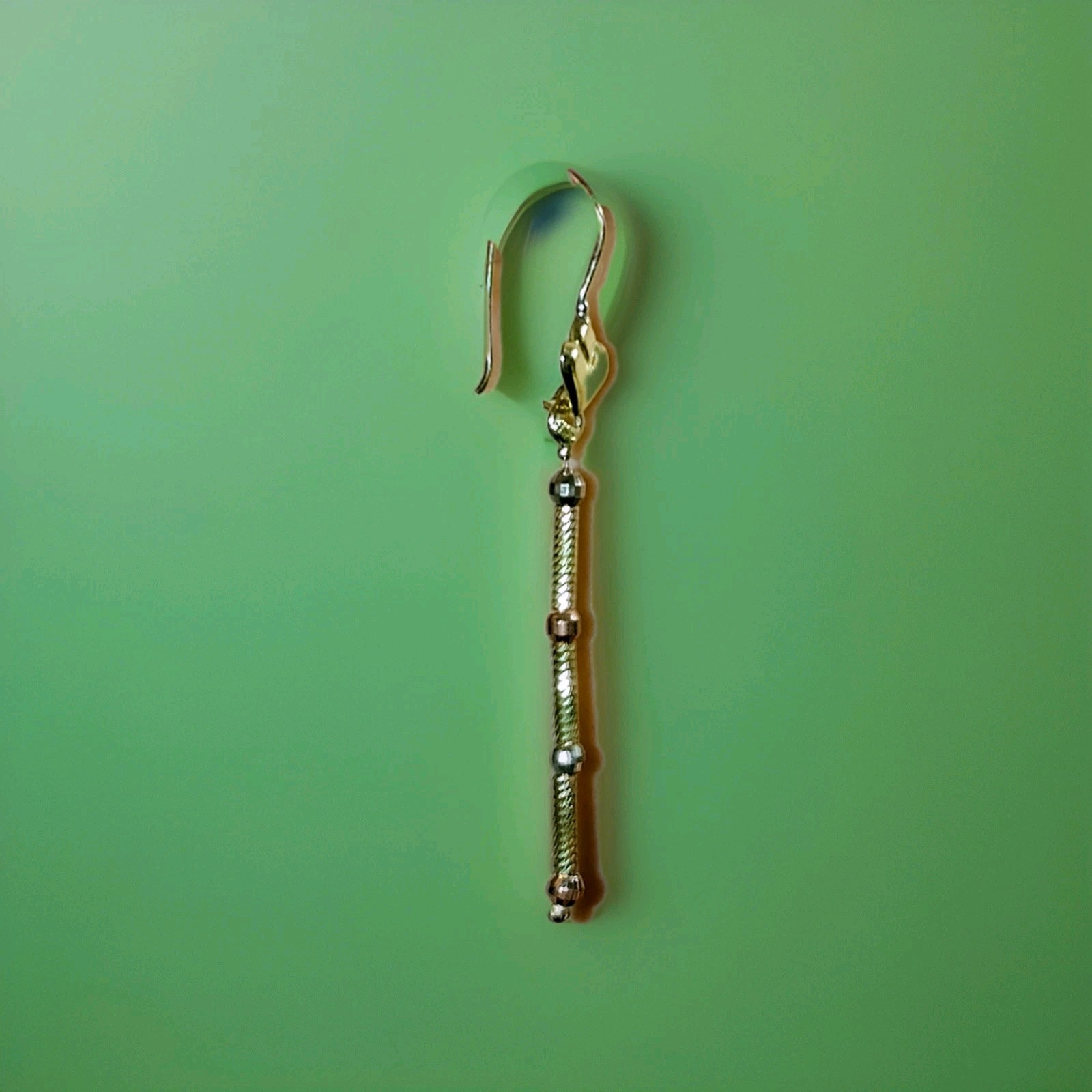 10k Tricolor Earrings 2.25 Inches Long And 2.2 Grams gold