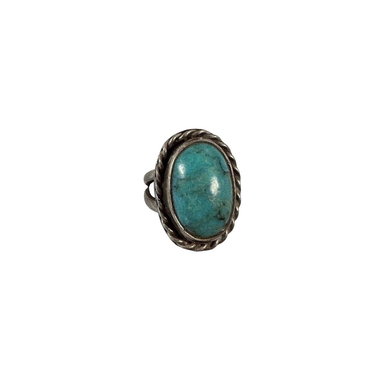 Vintage Childrens Ladies Turquoise Cobochon Ring Size 3.5 4.40 grams Pinkie